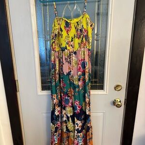 Anthropologie Floral Spaghetti Strap Maxi Dresss